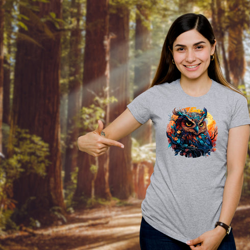Vibrant Owl Crewneck T-Shirt-Unisex